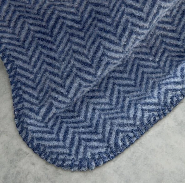 Karaca Home Sandra İndigo Çift Kişilik Balık Sırtı Pamuk Battaniye - 2