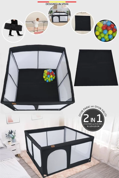 Baby Home 450 Gogoo 2in1 Oyun Parkı Oyun Alanı Ve Oyun Matı Halısı 125x125 Cm - 2