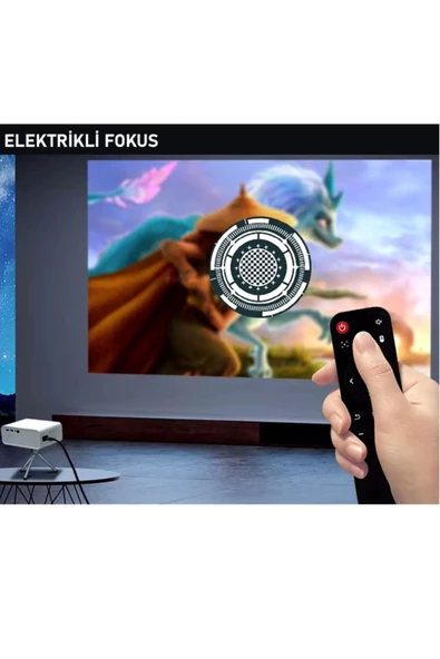 Portatif Akıllı Taşınabilir Projeksiyon Ev Sineması Bluetooth Wi-Fi 2GB Ram 32GB Hafıza Android 11 - 5