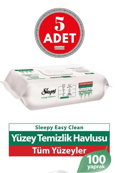 Sleepy Easy Clean Yüzey Temizlik Havlusu 100' Lü X 5 Adet