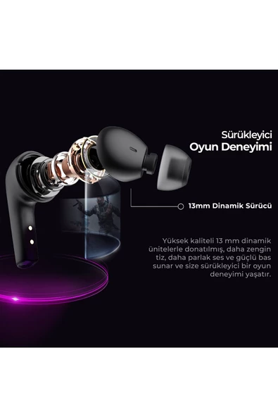 Havit  TW970 TWS RGB Gaming Bluetooth Kulaklık - 2.4GHz ve Bluetooth Modu - Beyaz - 7