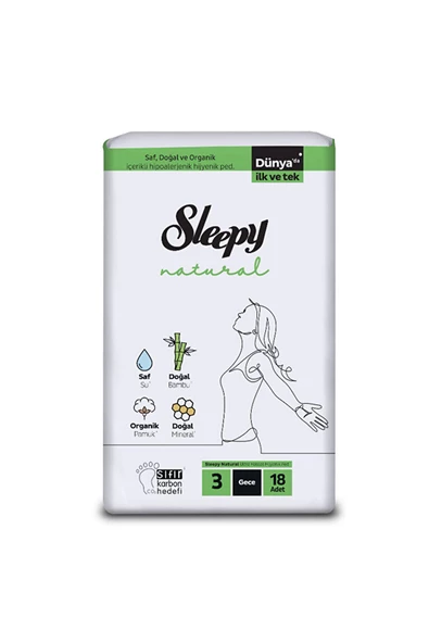 Sleepy Natural Süper Eco Gece Hijyenik Ped 18'li ( 2 Adet )