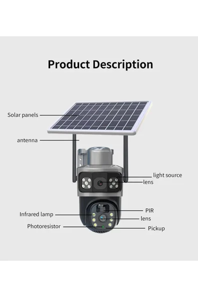 Blic Solar BLM-64 4G Güneş Enerjili Dual Lens 360° Görüş Akıllı Güvenlik Kamerası Uzaktan İzleme + 128GB Hafıza Kartı - 5