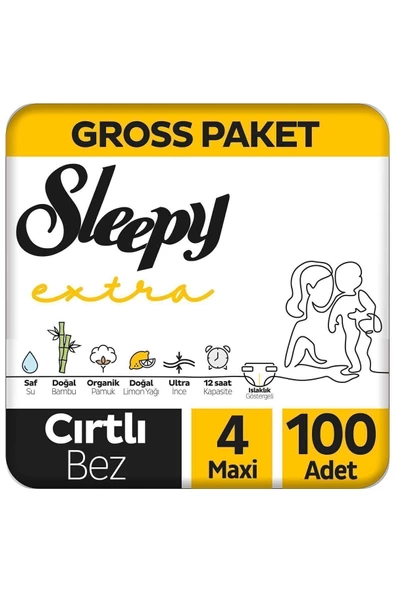 Sleepy Extra Günlük Aktivite Gross Paket Bebek Bezi 4 Numara Maxi 100 Adet