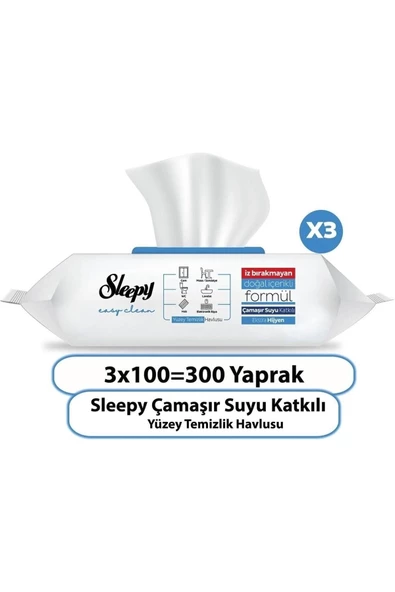 Sleepy Easy Clean Çamaşır Suyu Katkılı Yüzey Temizlik Havlusu 3X100 (300 Yaprak) - 2