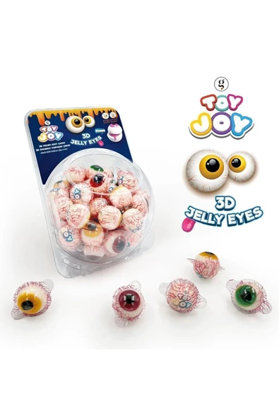 GLOBAL TOY JOY Toy Joy 3d Göz Jelibon Şekilli Dolgulu Yumuşak Şeker 18gr 64'lü