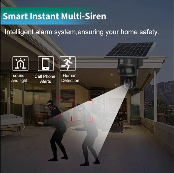 Blic Solar BLM-64 4G Güneş Enerjili Dual Lens 360° Görüş Akıllı Güvenlik Kamerası Uzaktan İzleme - 6