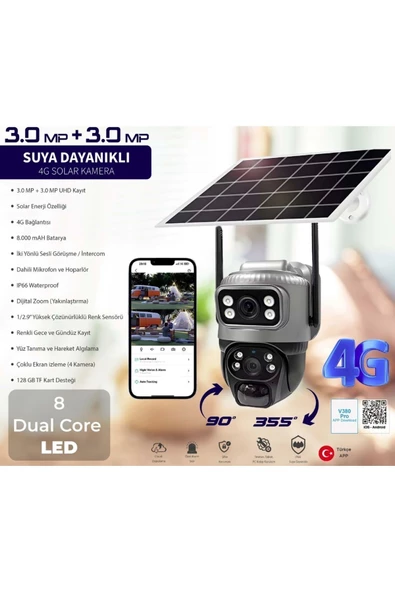 Mizu 4g Güneş Enerjili Dual Lens 360° Görüş Akıllı Güvenlik Kamerası V380 - 7