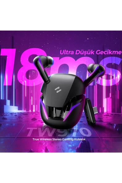 Havit  TW970 TWS RGB Gaming Bluetooth Kulaklık - 2.4GHz ve Bluetooth Modu - Beyaz - 5