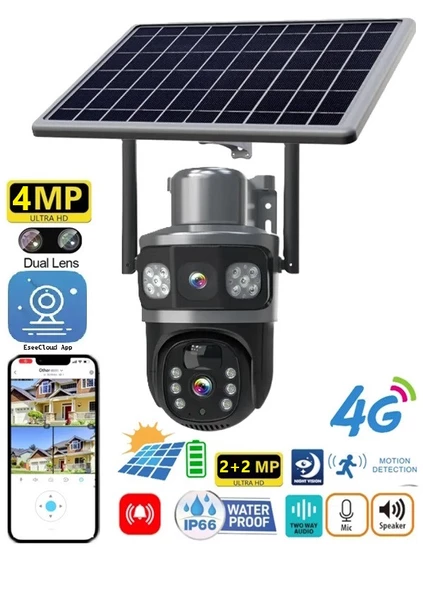 Blic Solar BLM-64 4G Güneş Enerjili Dual Lens 360° Görüş Akıllı Güvenlik Kamerası Uzaktan İzleme