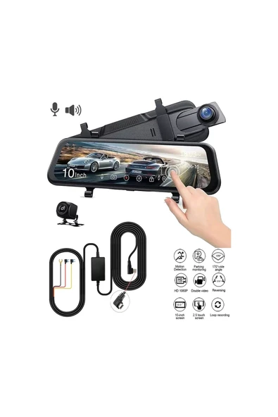 Mpıa Uyumlu Dikiz Aynası Araç Kamerası 10" Ekran Tam Ekran Full Hd 1080p Ekranlı Geri Görüş Kamerası - 4