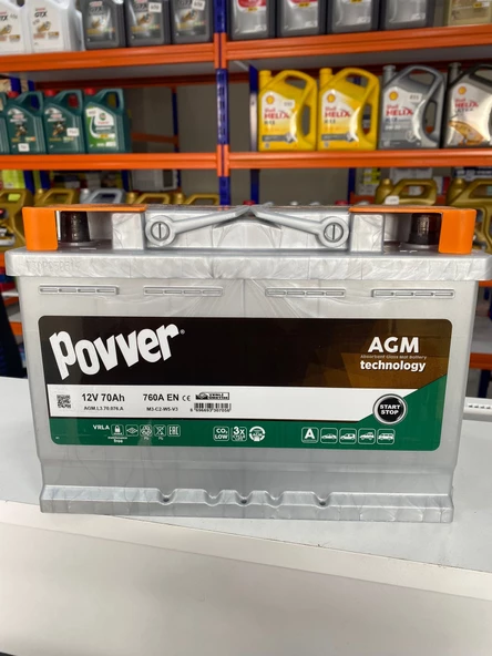 POVVER 12V 70AH AGM START-STOP AKÜ