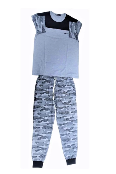 Mod Collection Kamuflaj Paçası Lastikli Erkek Pijama Takım - 5