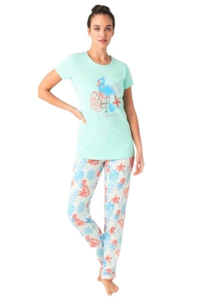 Mod Collection %100 Pamuk Kısa Kol Bayan Pijama Takım - 3