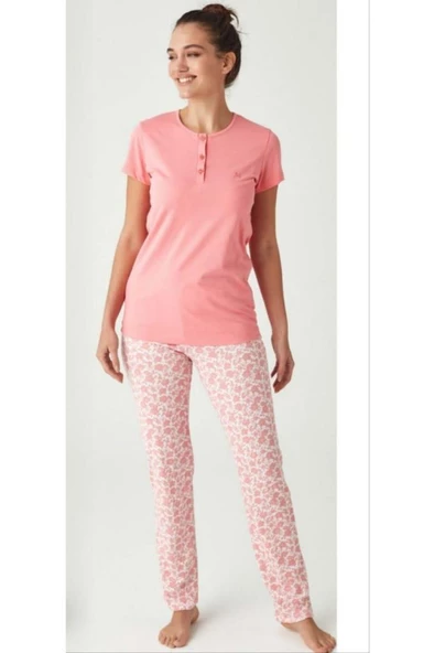 Mod Collection %100 Pamuk Patlı Kısa Kol Bayan Pijama Takım - 3