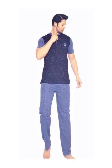 Estiva Desenli %100 Pamuk Günlük Erkek Pijama Takım - 6