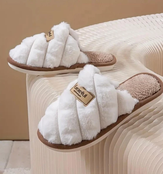 Kadın Peluş Kumaş Yumuş Ev Terliği - 2