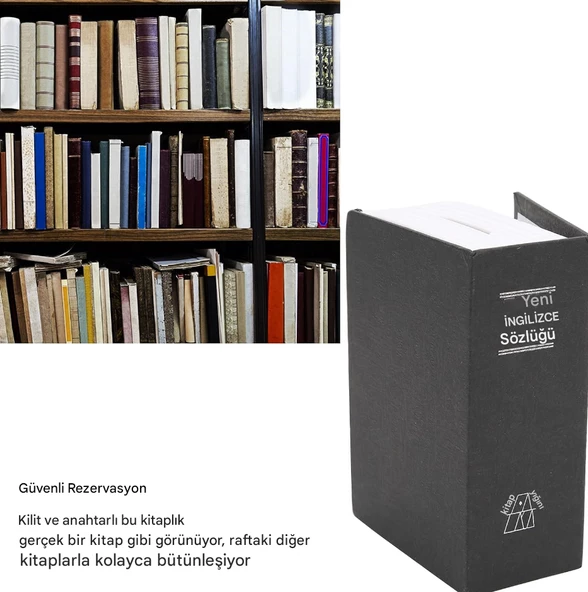 QASUL Kitap Görünümlü Kilitli Gizli Kasa Sözlük Kumbara - 5