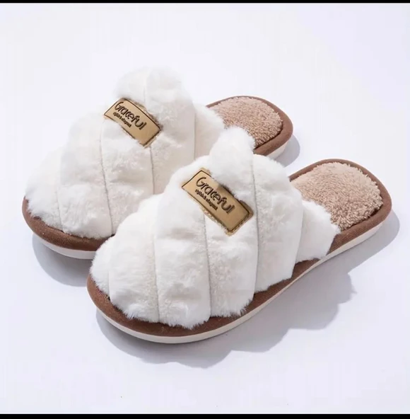 Kadın Peluş Kumaş Yumuş Ev Terliği - 3