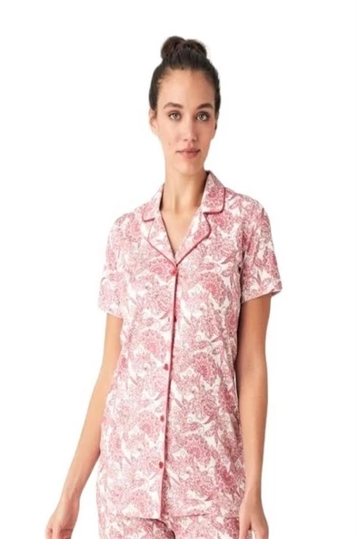Mod Collection Boydan Düğmeli Gömlek Bayan Pijama Takım - 3