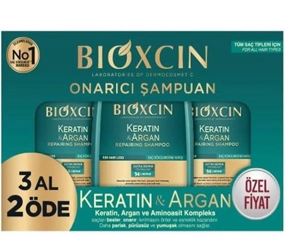 Bıoxcın Keratin Argan 3 Al 2 Öde Şampuan Tüm Saç Tipleri 300 Ml