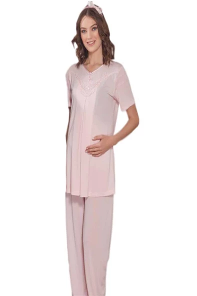 Emose 3940 Örme Dantel Lohusa Pijama Takım - Resim 4