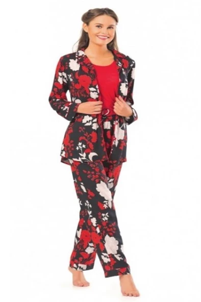 Pierre Cardin Çeyizlik Sabahlıklı Viskon Bayan Pijama Takım - 2