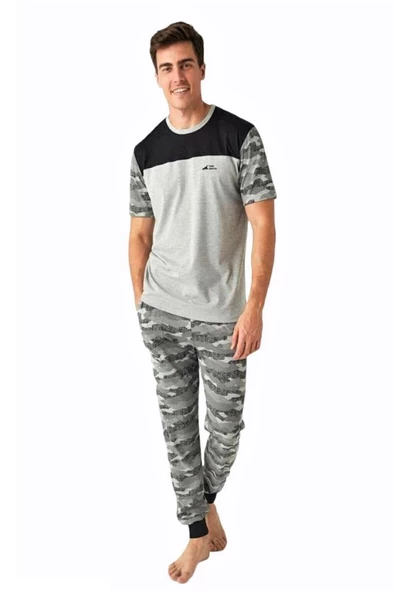 Mod Collection Kamuflaj Paçası Lastikli Erkek Pijama Takım - 4