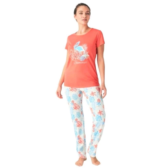Mod Collection %100 Pamuk Kısa Kol Bayan Pijama Takım - 2