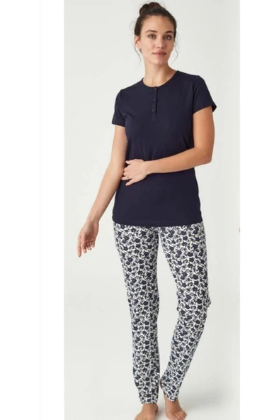 Mod Collection %100 Pamuk Patlı Kısa Kol Bayan Pijama Takım - 2