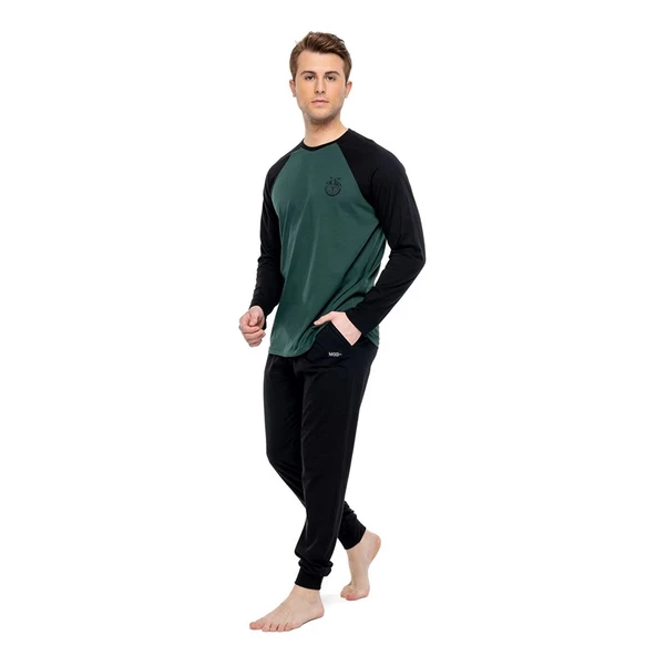 Mod Collection Pamuklu Sıfır Yaka Erkek Pijama Takım - 2