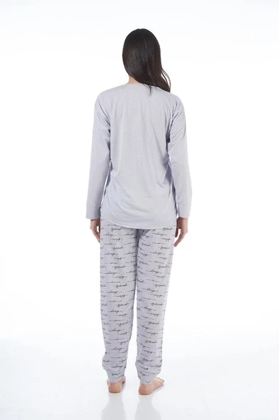 Estiva Desenli Uzun Kol Viskon Bayan Pijama Takım - 5
