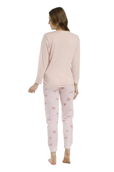 Estiva Desenli Uzun Kol Viskon Bayan Pijama Takım - 5