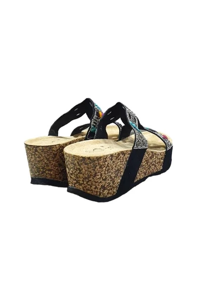 Guja Taşlı Yüksek Dolgu Topuk Anatomik Günlük Bayan Terlik - Resim 6