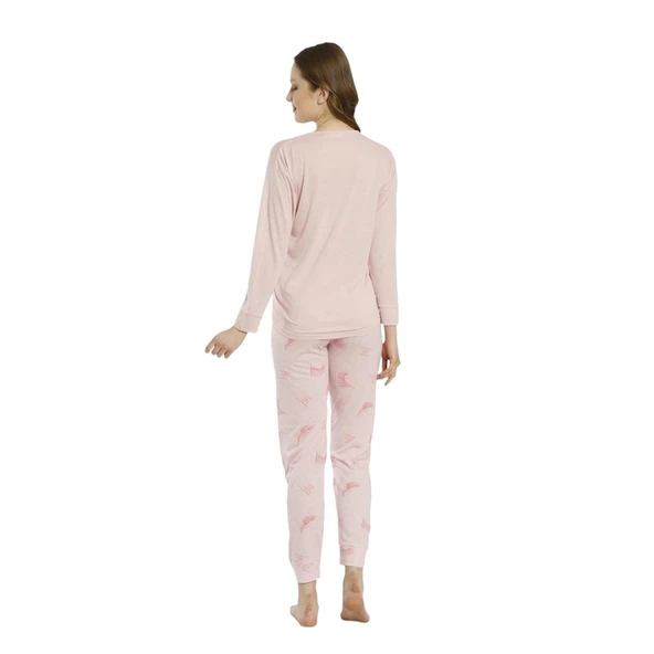 Estiva Desenli Uzun Kol Viskon Bayan Pijama Takım - 2
