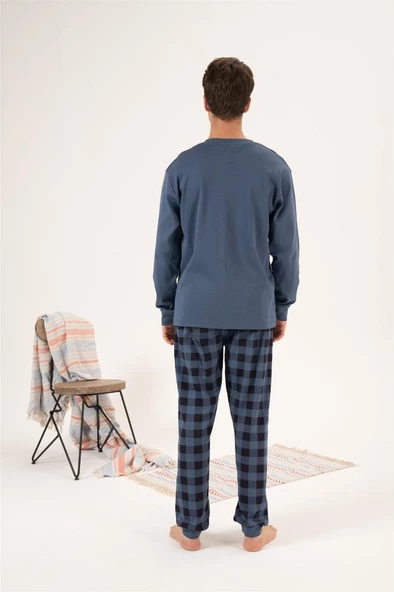 Estiva %100 Pamuk İnterlok Uzun Kol Erkek Pijama Takım - 6