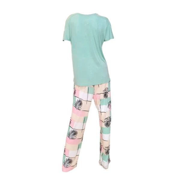 Bludream Düğmeli Viskon Büyük Beden Bayan Pijama Takım - 3