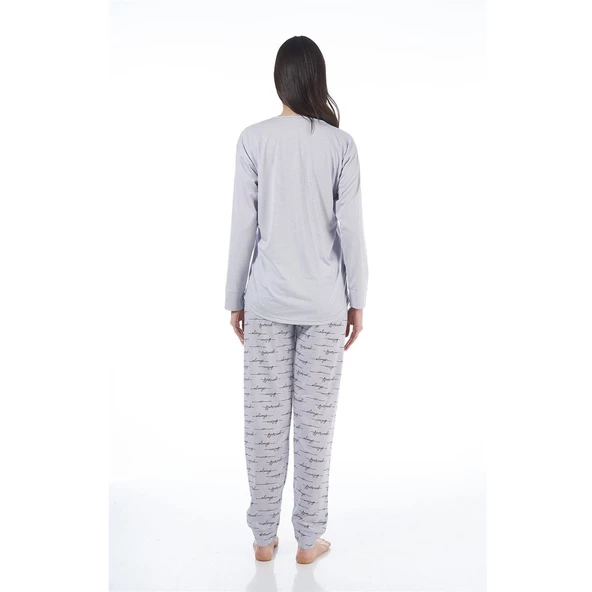 Estiva Desenli Uzun Kol Viskon Bayan Pijama Takım - 2