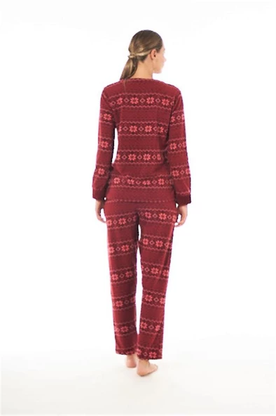 Estiva Desenli Günlük Peluş Polar Bayan Pijama Takım - Resim 4