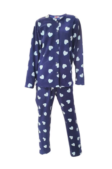 Ciciten 22314 Boydan Düğmeli Bayan Polar Pijama Takım - 3