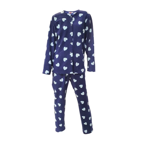 Ciciten 22314 Boydan Düğmeli Bayan Polar Pijama Takım