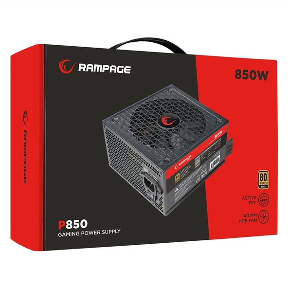 RAMPAGE  P850 850W 80+ GOLD 14CM POWER SUPPLY LONG LIFE HDB