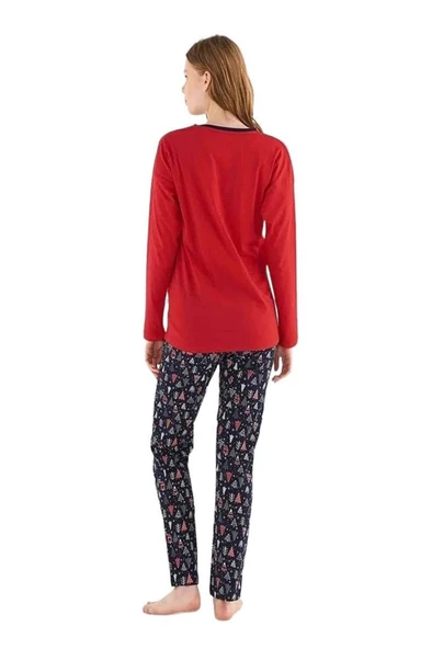 U.S. Polo Assn. Sıfır Yaka Pamuklu Kışlık Bayan Pijama Takım - 6