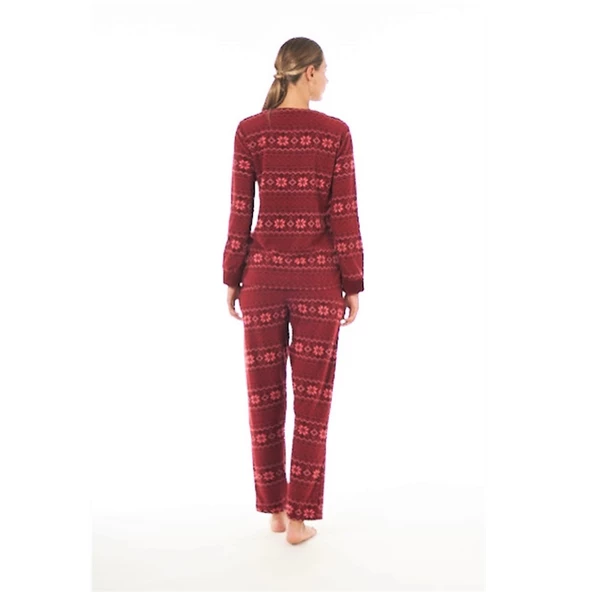 Estiva Desenli Günlük Peluş Polar Bayan Pijama Takım - Resim 2