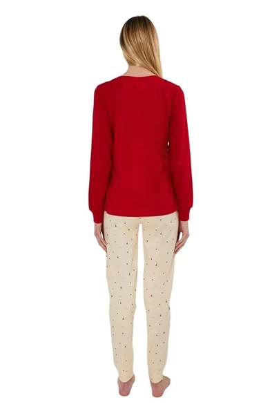 Pierre Cardin V Yaka Uzun Kol %100 Pamuk Bayan Pijama Takım - Resim 6