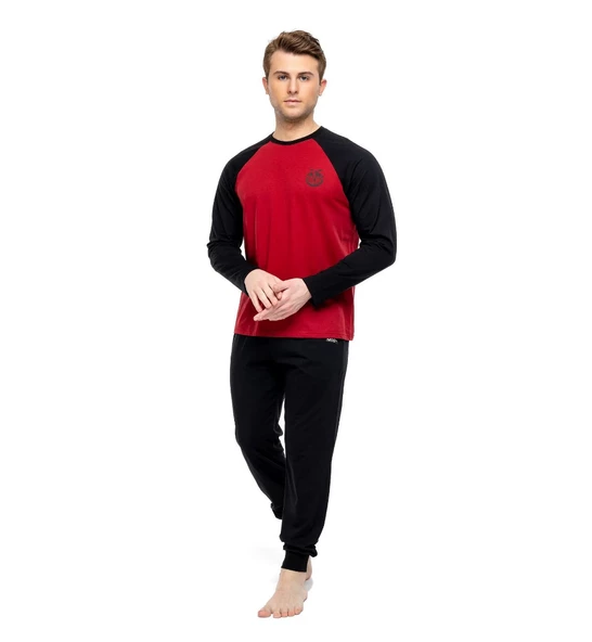 Mod Collection Pamuklu Sıfır Yaka Erkek Pijama Takım - 7