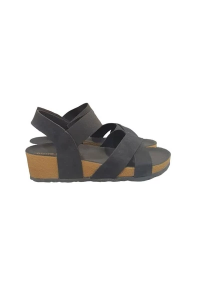 Pierre Cardin Üstü Ayarlı Lastikli Dolgu Topuk Bayan Sandalet - 6