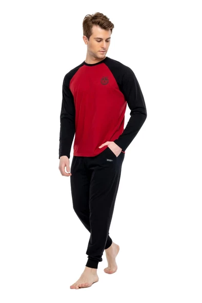 Mod Collection Pamuklu Sıfır Yaka Erkek Pijama Takım - 12