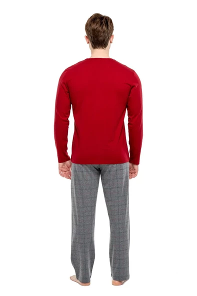 Mod Collection Pamuklu Sıfır Yaka Kareli Erkek Pijama Takım - 9