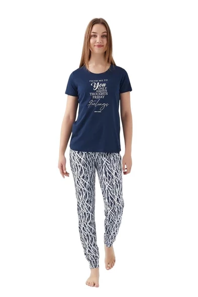 Pierre Cardin Sıfır Yaka Pamuklu Kısa Kol Bayan Pijama Takım - Resim 10